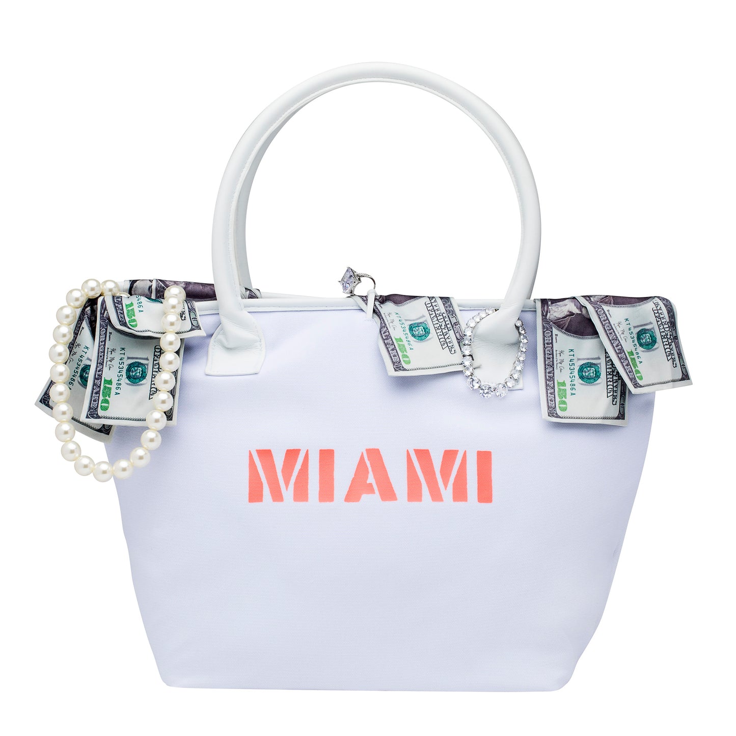 Miami White Canvas Tote