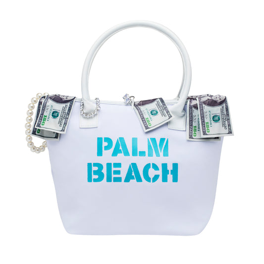 Palm Beach White Canvas Totebag