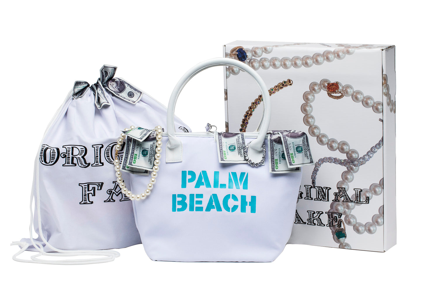 Palm Beach White Canvas Totebag